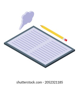 Vector isométrico del icono de tableta de trabajo. Computadora de oficina de trabajo. Tecnología digital de gadgets