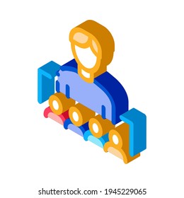 working in team or leadership of administrator color icon vector. isometric working in team or leadership of administrator sign. color isolated symbol illustration