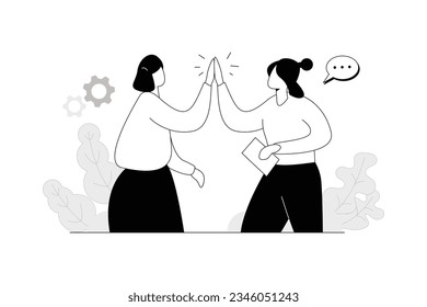 Working team, Office Vectors Illustration Flat Line