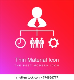 Working team red and pink gradient material white icon minimal design