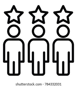 A working team with star  ranking, team performance concept