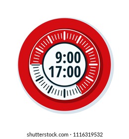 Working time 9 to 17 hours illustration
