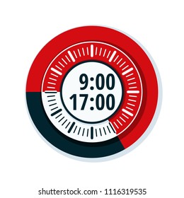 Working time 9 to 17 hours illustration
