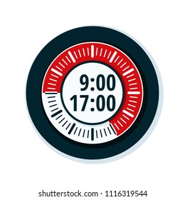 Working time 9 to 17 hours illustration