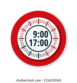 Working time 9 to 17 hours illustration