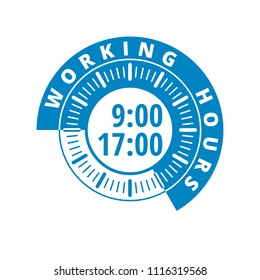 Working time 9 to 17 hours illustration