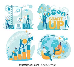 Working Time for Building Business and make Money. Businessmen in Suits are Working to Create Strong Start up Company. They Achieve their Goals and Enjoy Success, Expanding Boundaries Business.