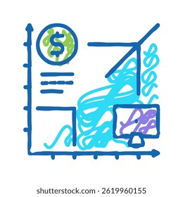 working time with computer doodle icon sketch vector. working time with computer sign. isolated symbol illustration