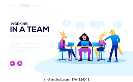 Working in a time design. Modern illustration slider site page. Vector design image. Work environment background. The concept of working in a certain period of time.