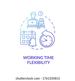 Working time flexibility blue gradient concept icon. Freelancer benefit. Time management. Remote position for company idea thin line illustration. Vector isolated outline RGB color drawing