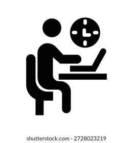 Gráfico de Vector de ilustración de icono de glifo de tiempo de trabajo. Gráfico simple del Vector de la ilustración del elemento, conveniente para el App, los Sitios web, y las presentaciones aisladas en el fondo blanco
