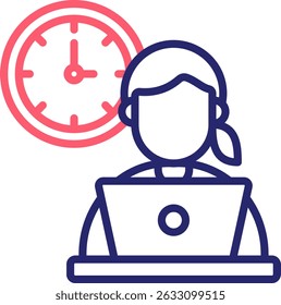 Ilustração do vetor de cor do ícone de horário de trabalho