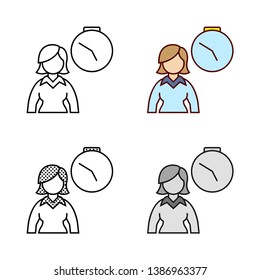 Working Time Icon in Different Color and Style