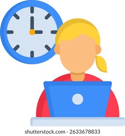 Working Time Icon Flat Vector Illustration