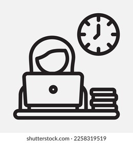 Working time icon in line style, use for website mobile app presentation