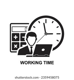 Working time icon. Time management planning icon isolated on background vector illustration.