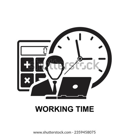 Working time icon. Time management planning icon isolated on background vector illustration.