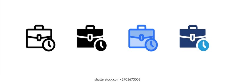 Working Time icon set multiple style collection. Vector illustration.