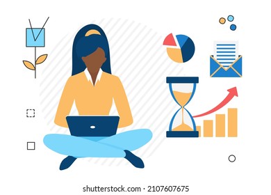 Working Time Management Productivity Effectiveness. Goal And Setting Priorities Process Activity