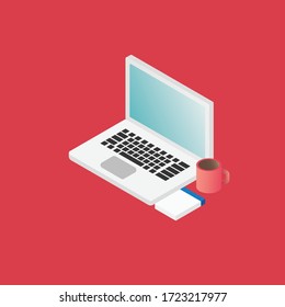 Tiempo de trabajo en laptops con café