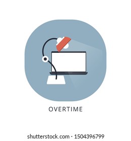 Working time. Over time flat icon