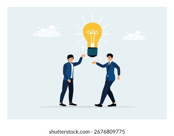 Working together to achieve success. Two entrepreneurs collaborate and brainstorm to find solutions.
