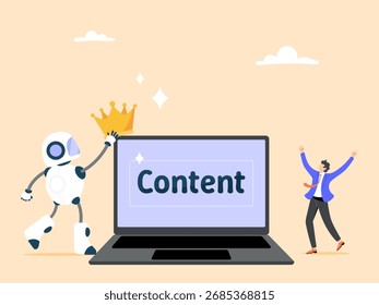 Trabalhando em conjunto com a inteligência artificial da IA, estratégia de conteúdo para publicidade e marketing