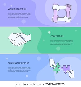 Working together banner template with place for text. Vector illustration.