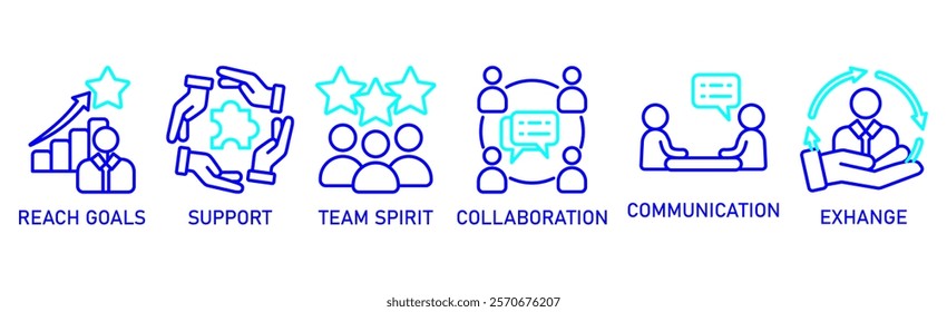 Working together banner web icon vector illustration concept with icon of communication  coordination  support  delegation  efficiency  collaboration  teamwork  spirit  goals
