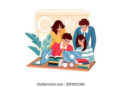 Working Together Illustration concept. Flat illustration isolated on white background.