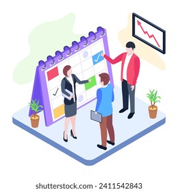 Trabajar juntos vector de ilustración isométrica, 
