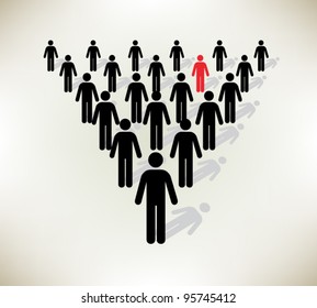 Working together team concept. Leadership and underachievers concept. Vector illustration version.
