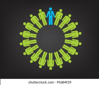 Working together team concept. Men and boss icon. Vector illustration version.