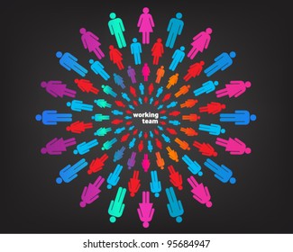 Working together team concept. Men and Women icon. Vector illustration version.