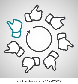 Working together team modern thumb up concept sign