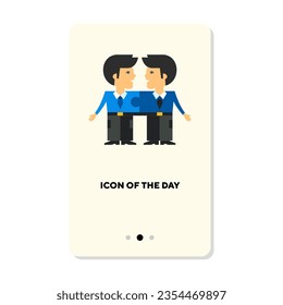 Working together vector icon. Team, discussing, decision isolated vector sign. Communication and teamwork concept. Vector illustration symbol elements for web design and apps