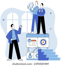 Working together. Vector illustration. Clear communication within company fosters culture teamwork and collaboration Cooperation between different departments is essential for well-functioning