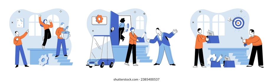 Working together. Vector illustration. Interactive communication channels strengthen teamwork and cooperation Togetherness creates sense unity and shared purpose within organization Colleagues working