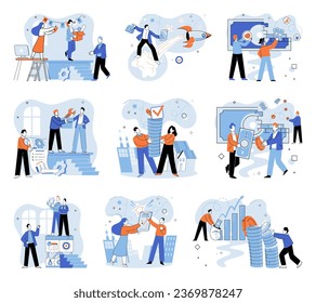 Working together. Vector illustration. Togetherness in workplace promotes sense belonging and unity Successful teamwork depends on effective communication and mutual support Collaboration fuels