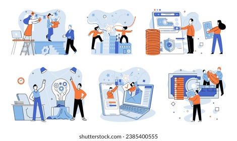Working together. Vector illustration. A well-defined strategy guides collaborative efforts toward business growth Creative thinking and problem-solving are catalysts for innovative solutions