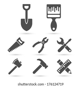 Working tool Icons on white. Vector design elements