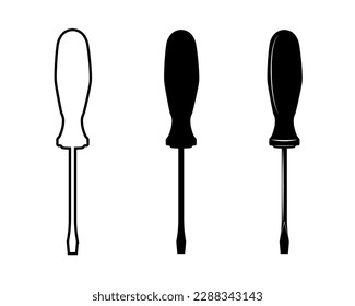 Das funktionierende Werkzeug ist ein Schraubenzieher. Silhouette-Linie. Die Linie auf der Silhouette. 