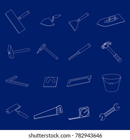 Working tools 3D icons set. Different repair equipment. Vector instrumets collection.