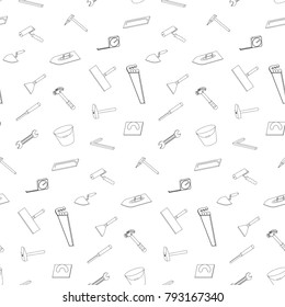 Working tools 3D icons set. Different repair equipment. Vector instrumets seamless pattern.