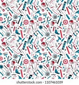 Working tools background labor day seamless pattern