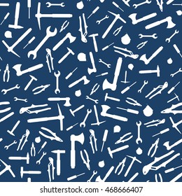 Working Tools Background. Labor Day Seamless Pattern.