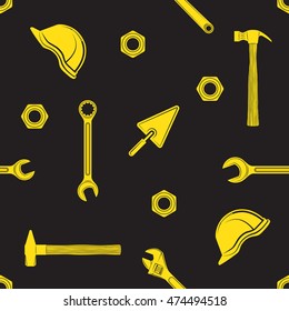 Working tools background. Labor Day vector seamless pattern.