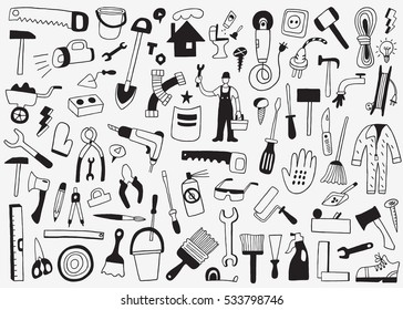 working tools  doodles set