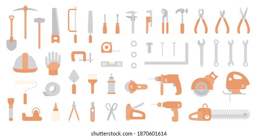 Working Tools Flat Vector Elements Set