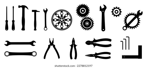 Working tools icon set. Flat vector illustration